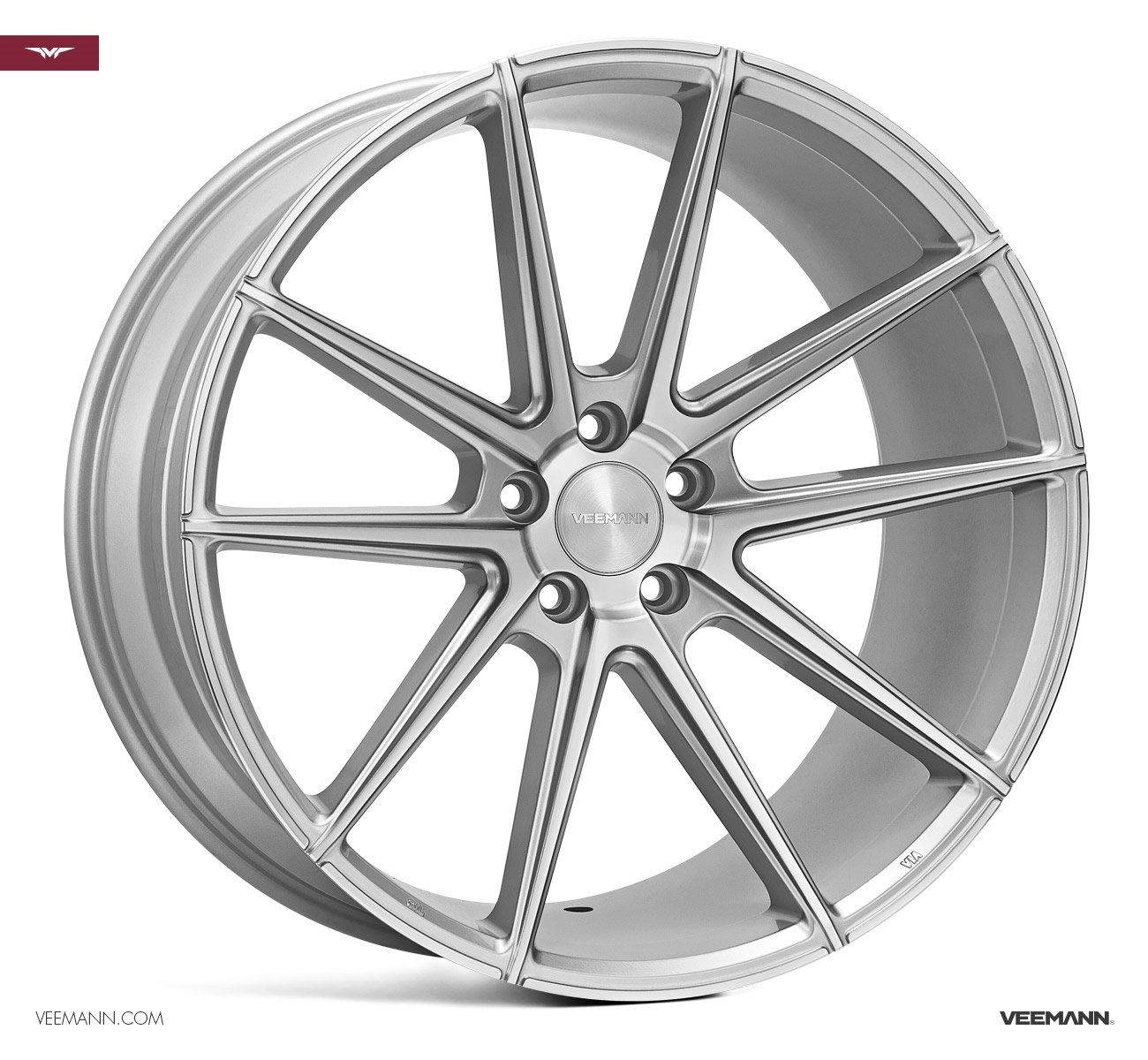 NEW 21" VEEMANN V-FS4 ALLOY WHEELS IN SILVER WITH POLISHED FACE, DEEPER CONCAVE 10.5" ALL ROUND